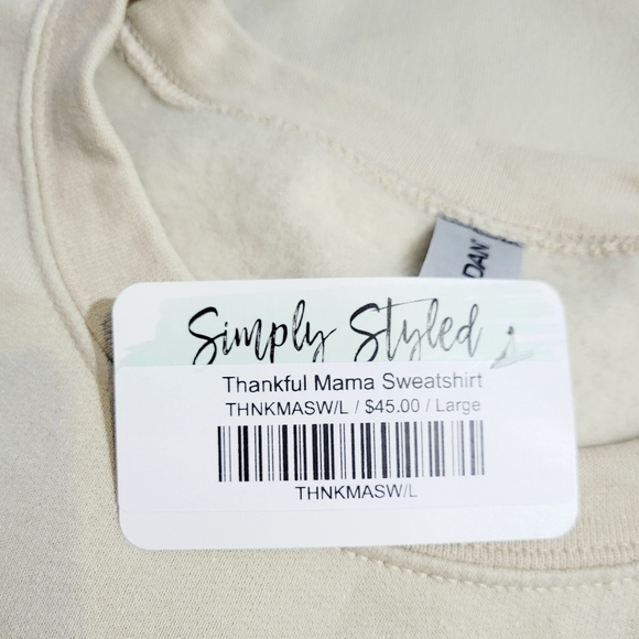 NEW Simply Styled “Thankful Mama” Oversized Sweatshirt  Beige  Size Large Cozy - Picture 8 of 10